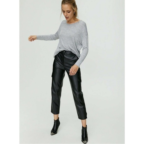 Aritzia Wilfred Free Arizona Heathered grey Jersey long sleeve top NWOT SIZE S - Picture 4 of 9